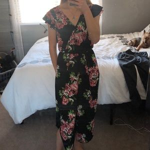 Black floral romper